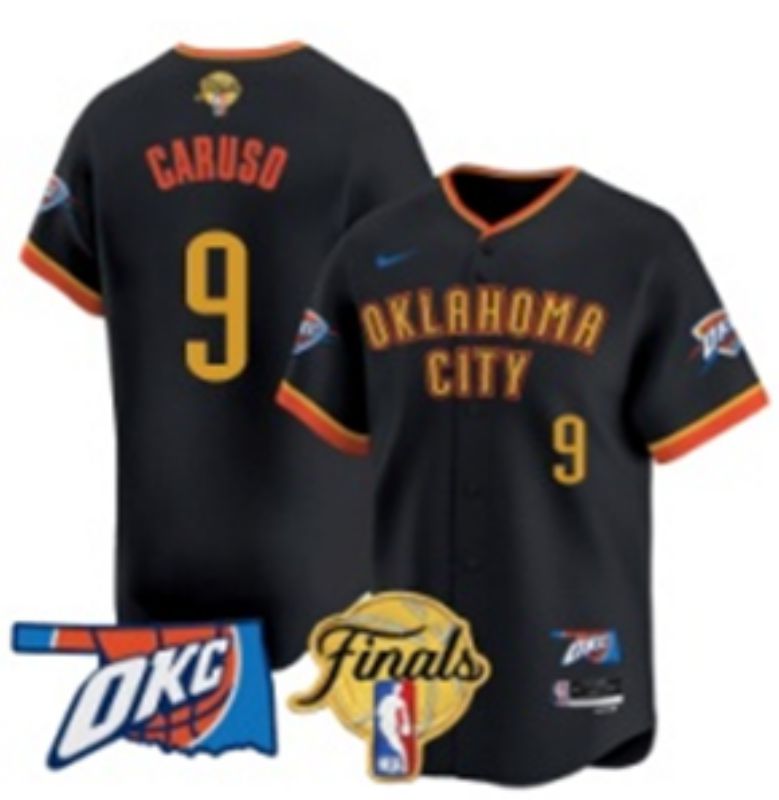 Men 2025 Oklahoma City Thunder #9 Caruso Black Nike Joint Name NBA Jersey style 25